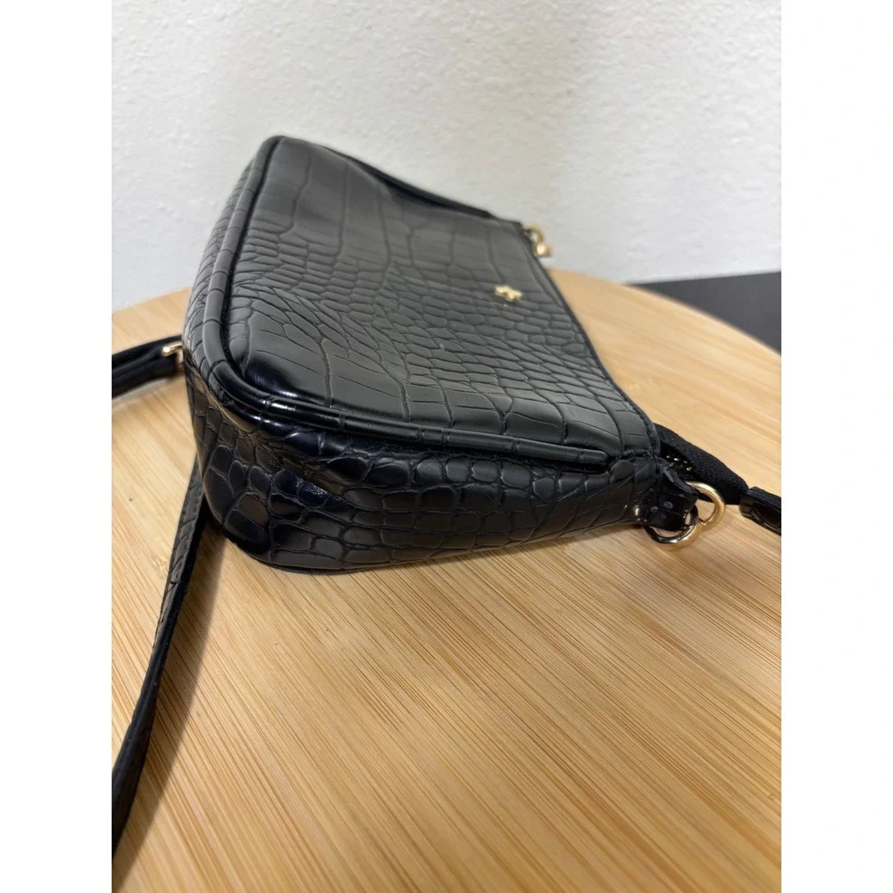 PETA + JAIN‎ Danny Cros Crossbody Bag Women Small Black Embossed Leather